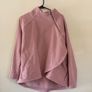 Athleta Mauve Asymmetrical Zip Pullover
